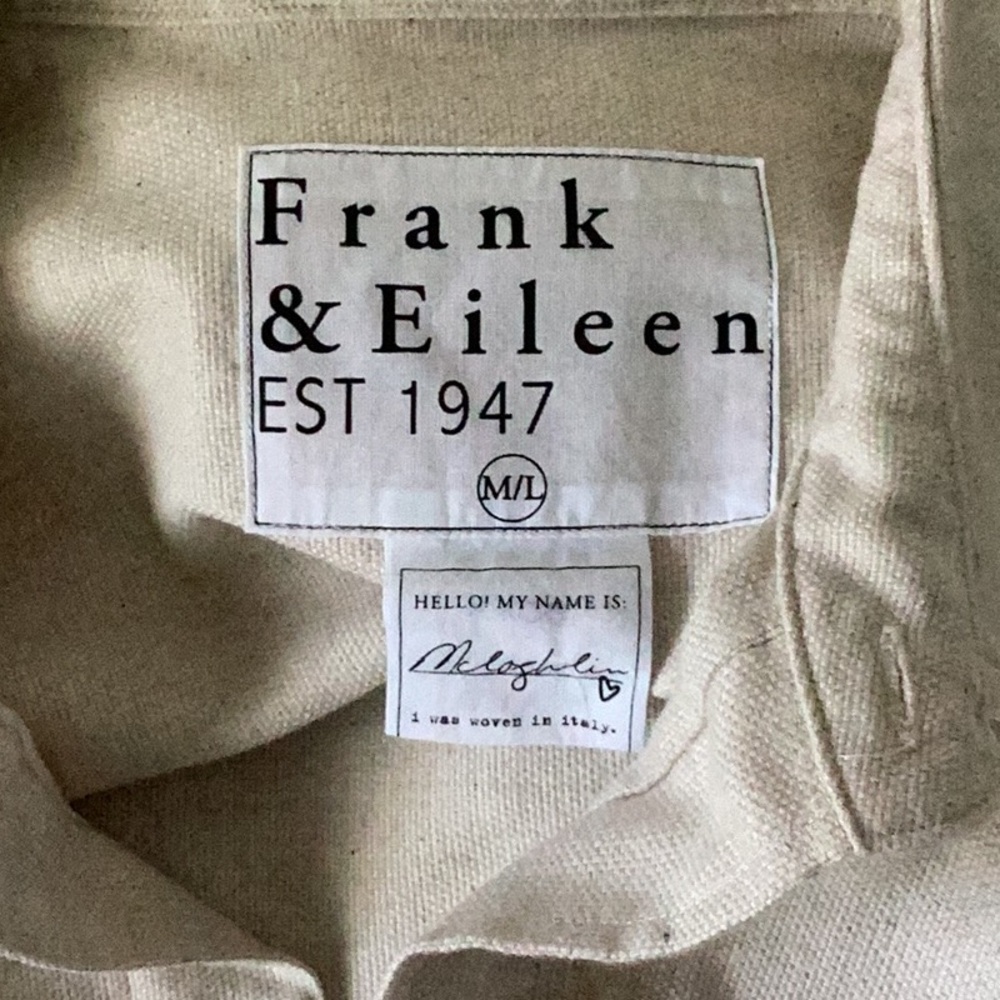 Frank & Eileen McLoghlin Natural Italian Brushed Canvas Shirt Jacket M/L - Picture 9 of 9